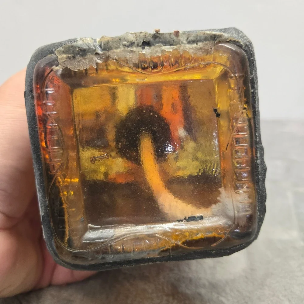 Mosaic Glass Oil Lamp Amber Orange Crackle Glass Decorative Bottle‎ with Wick